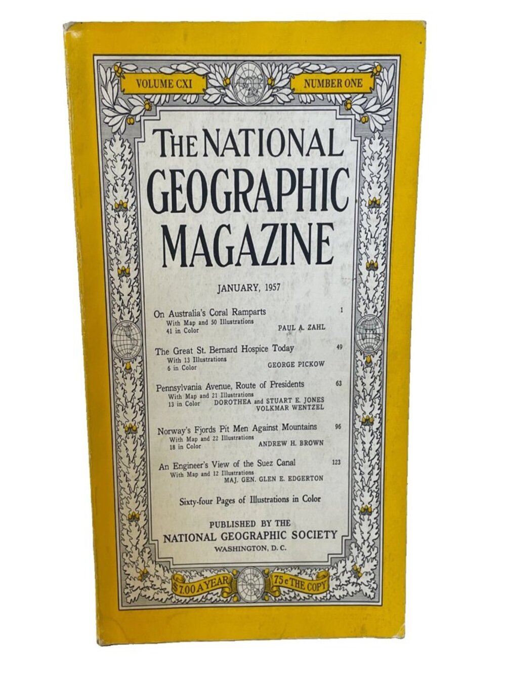 National Geographic Jan 1957 Vol 111 No 1 Australia Great Barrier Reef Suez Norw